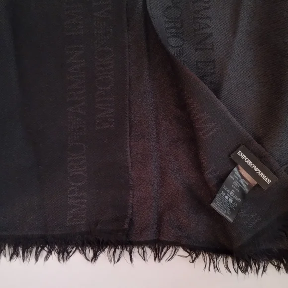 100% Authentic Emporio Armani black silk printed scarf